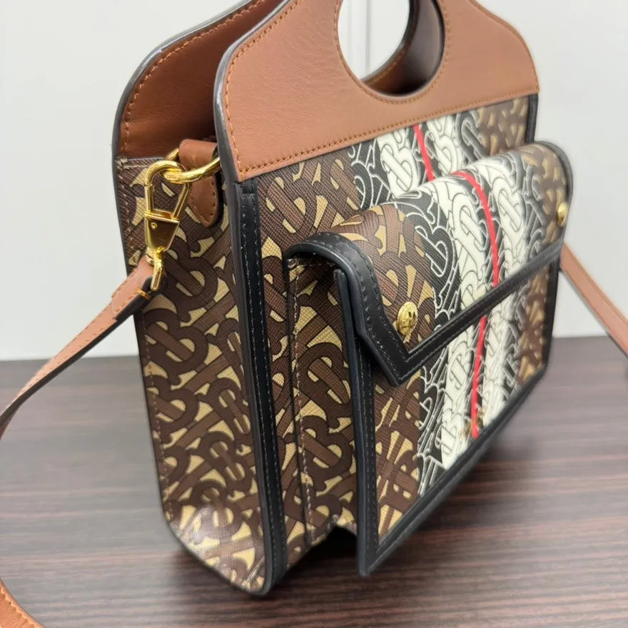 Preloved Burberry TB Pocket Bag 2way NG008K in Brown Leather Shoulder Bag