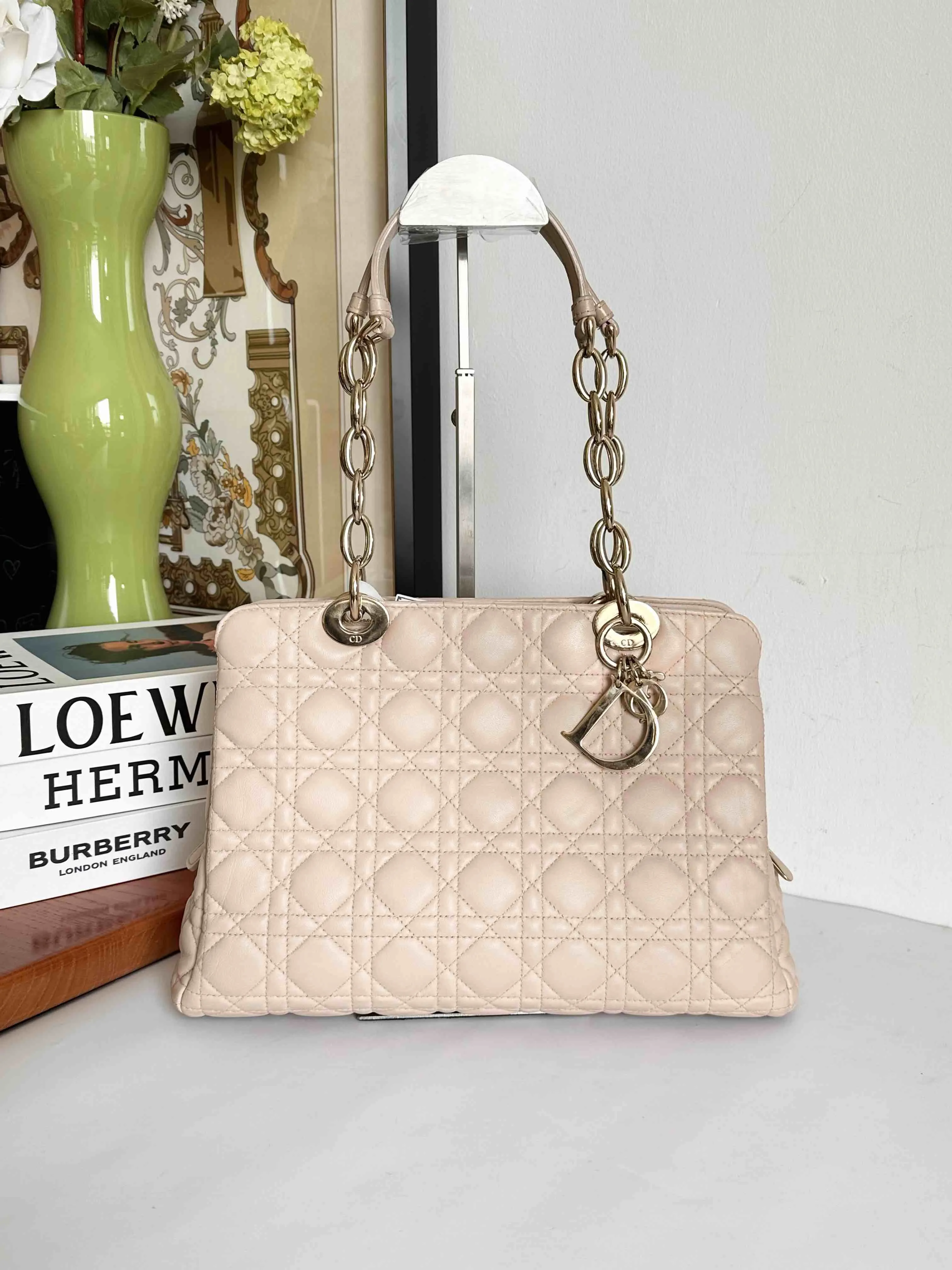 Preloved Dior Lady Dior Tote Shoulder Bag Beige #9C