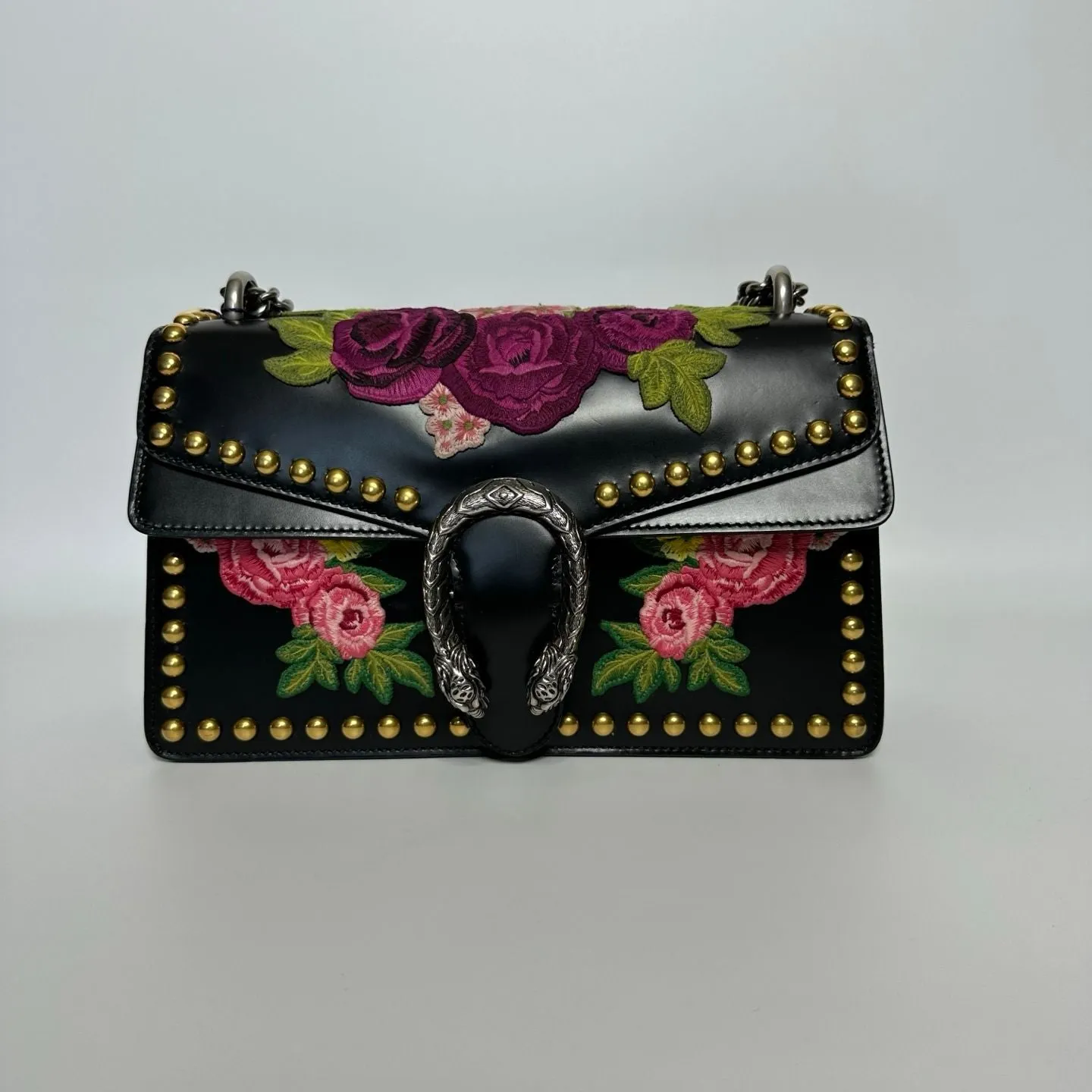 Preloved Gucci Dionysus Shoulder Bag Flower Embroidered Black - NG102614