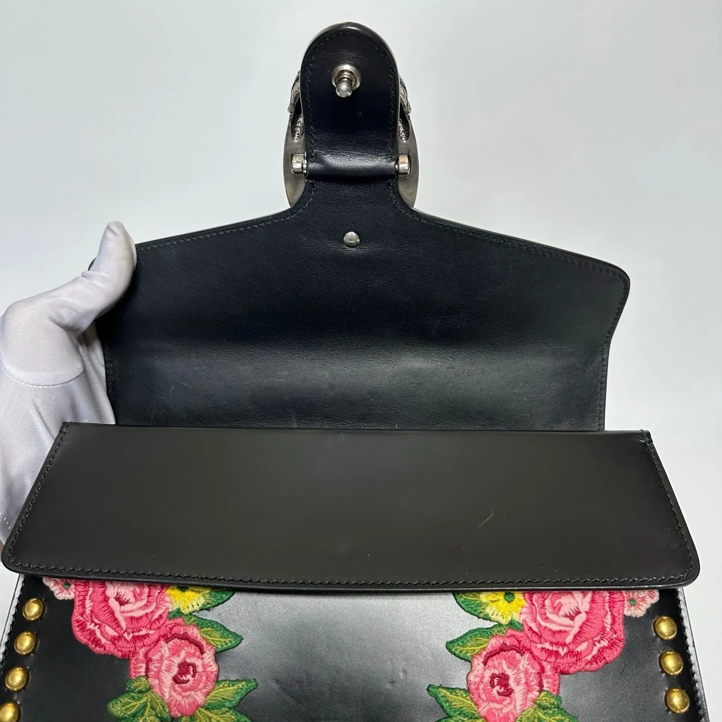 Preloved Gucci Dionysus Shoulder Bag Flower Embroidered Black - NG102614