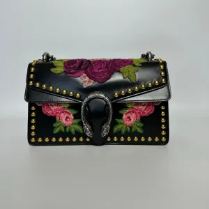 Preloved Gucci Dionysus Shoulder Bag Flower Embroidered Black - NG102614