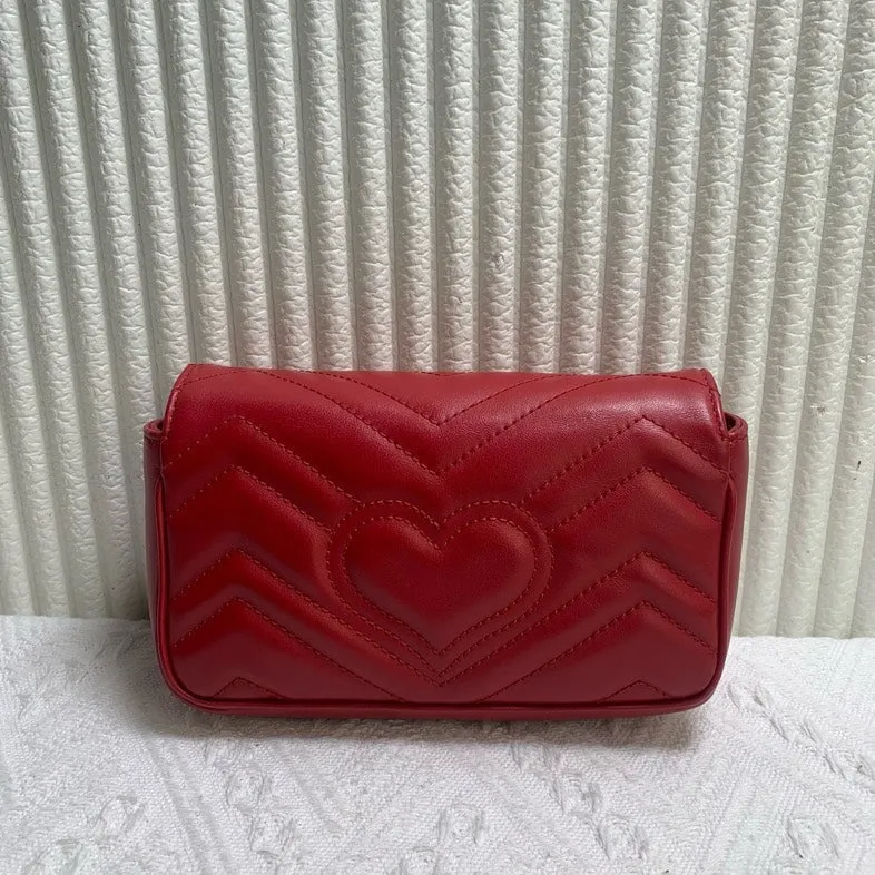Preloved Gucci GG Marmont Red Mini Shoulder Bag Full Set