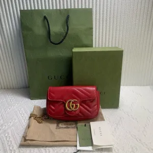 Preloved Gucci GG Marmont Red Mini Shoulder Bag Full Set