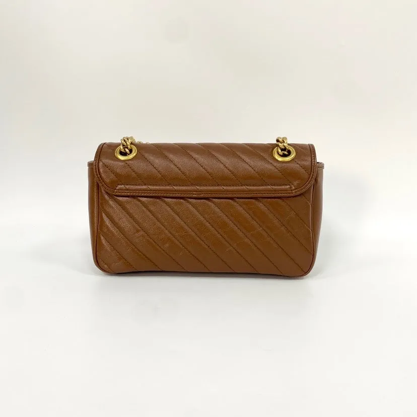 Preloved Gucci Marmont26 Bag New Model XJ6560 Brown Leather Shoulder Bag