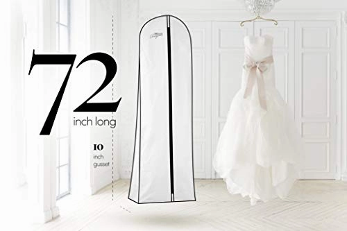 Premium Wedding Dress & Long Gown Garment Bag for Travel & Storage | 72 Inch, 10" Gusset, Breathable