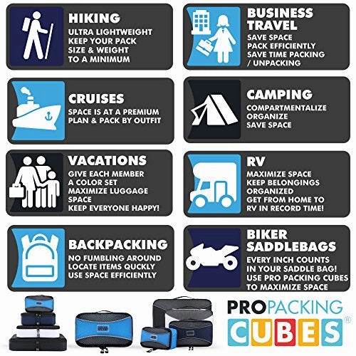 PRO Packing Cubes for Travel - Luggage Organizer Bags, Accessories - Ultralight
