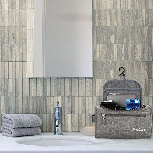 ProCase Toiletry Bag Travel Case with Hanging Hook, Dopp Kit Organizer for Accessories, Shampoo,