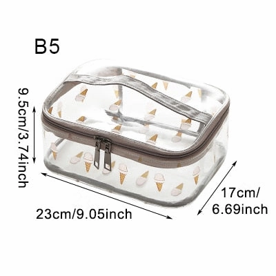 Pvc Cosmetic Storage Bags Women'S Portable Waterproof Clear Toiletry Pouch Travel Wash Makeup