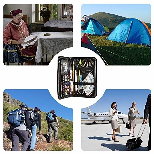 Qisiewell Sewing Kit Travel Emergency Mini Home Office Sewing Supplies Kit 90 Premium Portable