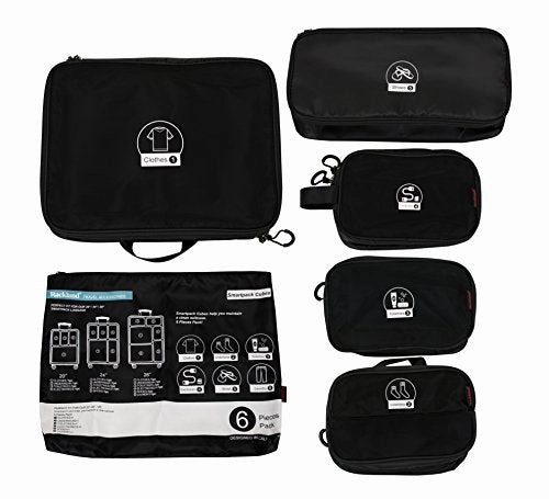 Rockland 6 Piece Smartpack Luggage Packing Cubes, Black