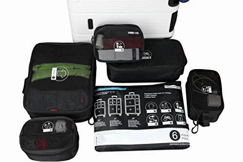 Rockland 6 Piece Smartpack Luggage Packing Cubes, Black