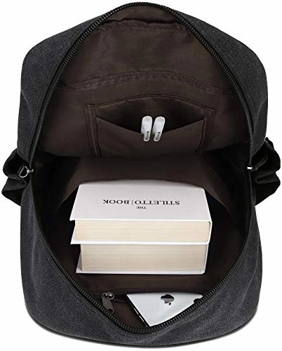 Roffatide Anime AttackonTitan Wings of Freedom Backpack for Men Printed Schoolbag Canvas Backpack Daypack with Headphone Hole Black