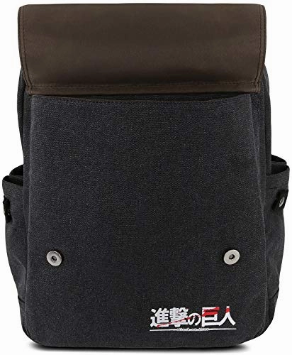 Roffatide Anime AttackonTitan Wings of Freedom Backpack for Men Printed Schoolbag Canvas Backpack Daypack with Headphone Hole Black