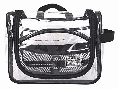 Rough Enough Vinyl Zippered Luggage Toiletry Carry Pouch Travel Cosmetic Makeup Bag Clear Bag