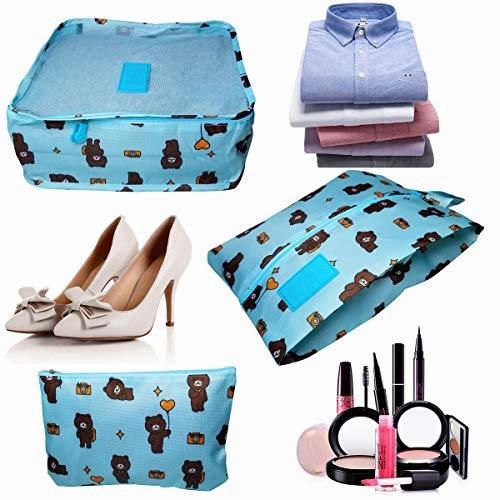 Sackorange 7 Set Travel Storage Bags Packing cubes Multi-functional Clothing Sorting Packages,Travel Packing Pouches,Luggage Organizer (Little bear)