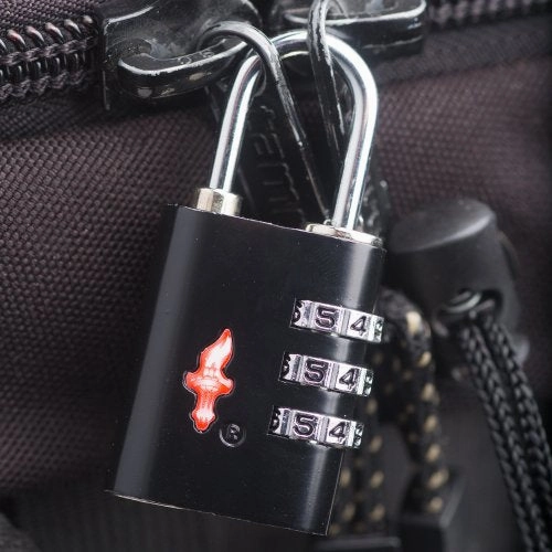 Safe Skies 3 Dial Tsa-Recognized Lock With Luggage Tag, Midnight Black, One Size