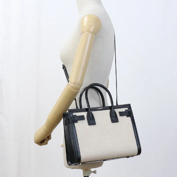 SAINT LAURENT 400631 Sac de Jules Baby Tote Bag Shoulder bag canvas White Women