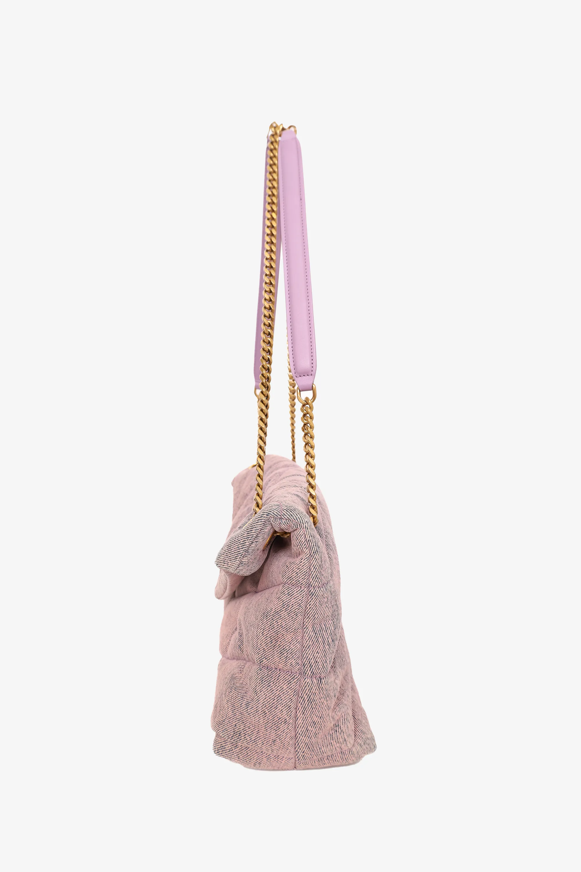 Saint Laurent Purple Denim Small Puffer Loulou Shoulder Bag
