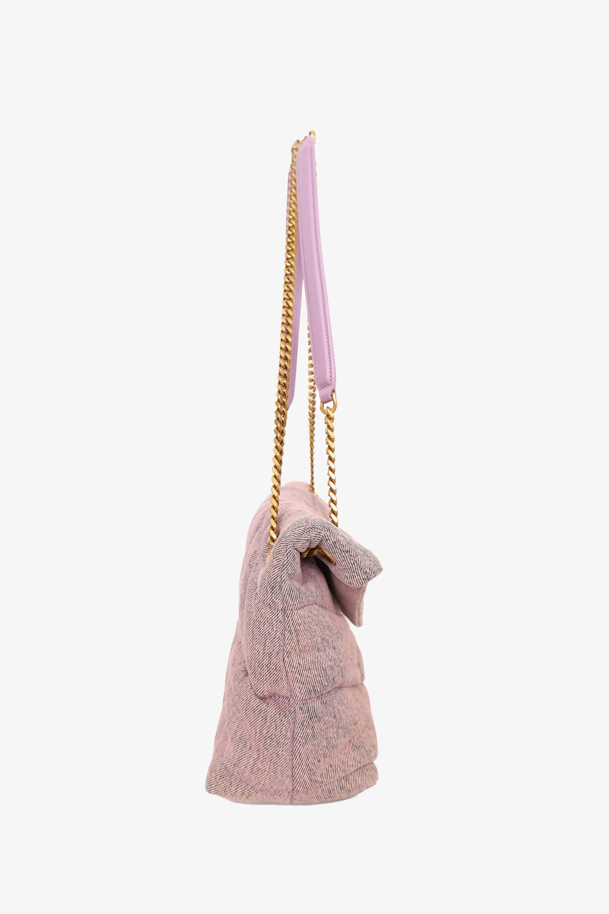 Saint Laurent Purple Denim Small Puffer Loulou Shoulder Bag