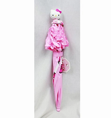 Sanrio Girls' Umbrella With 3D Hello Kitty Figurine Handle Applique 20" Pink