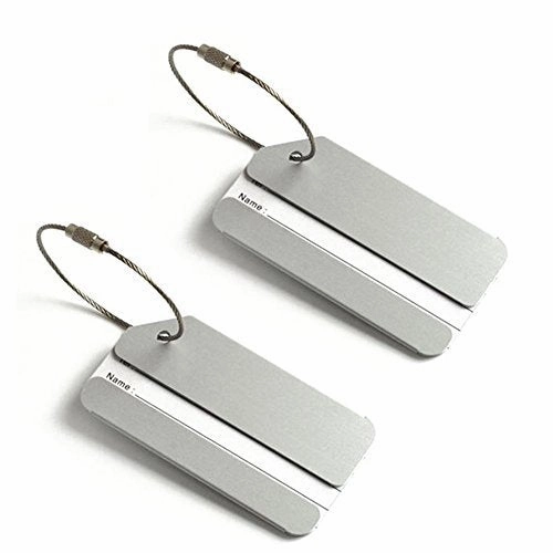 Set Of 2 Luggage Tags, Aluminium Metal Travel Suitcase Id Identifier Tag Labels Bag Name Address