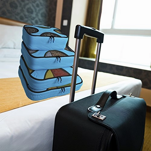 Shacke Pak - 4 Set Packing Cubes - Travel Organizers with Laundry Bag (Aqua Teal)