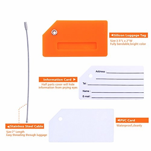 Silicone Luggage Tag With Name Id Card Perfect To Quickly Spot Luggage Suitcase (Plane 5Pcs Orange)