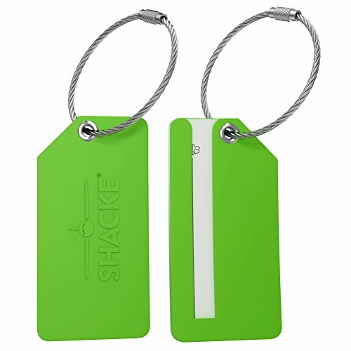 Small Luggage Tags with Privacy Cover & Metal Loop - (4pk, Green)