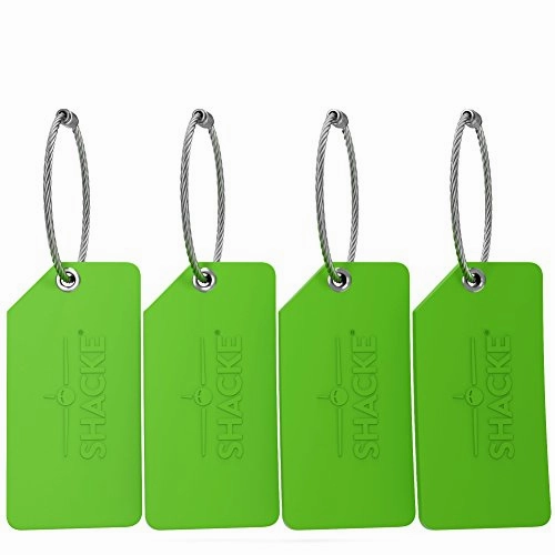 Small Luggage Tags with Privacy Cover & Metal Loop - (4pk, Green)