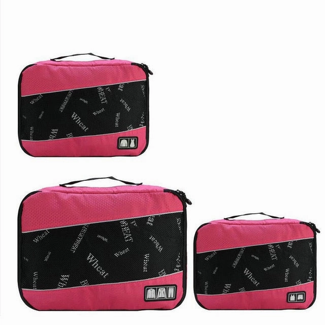 Soperwillton Men Women Travel Bag Male Female 210D Polyester 3 4 6 8 Pieces Packing Cubes Travel