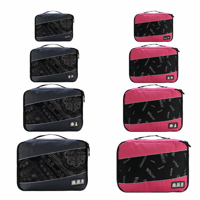 Soperwillton Men Women Travel Bag Male Female 210D Polyester 3 4 6 8 Pieces Packing Cubes Travel