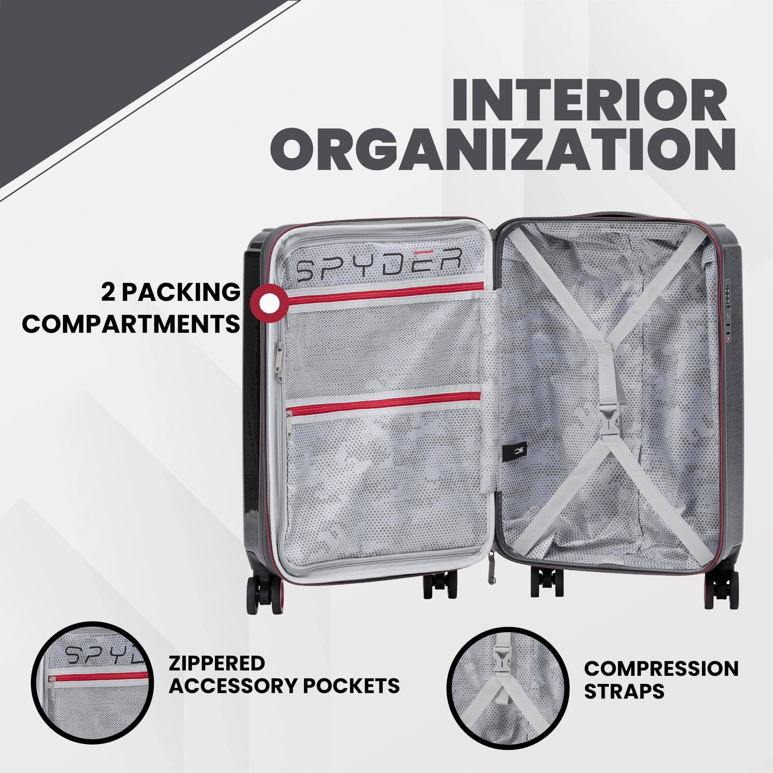 Spyder Traverse Expandable Hardside 25" Medium Check In Spinner