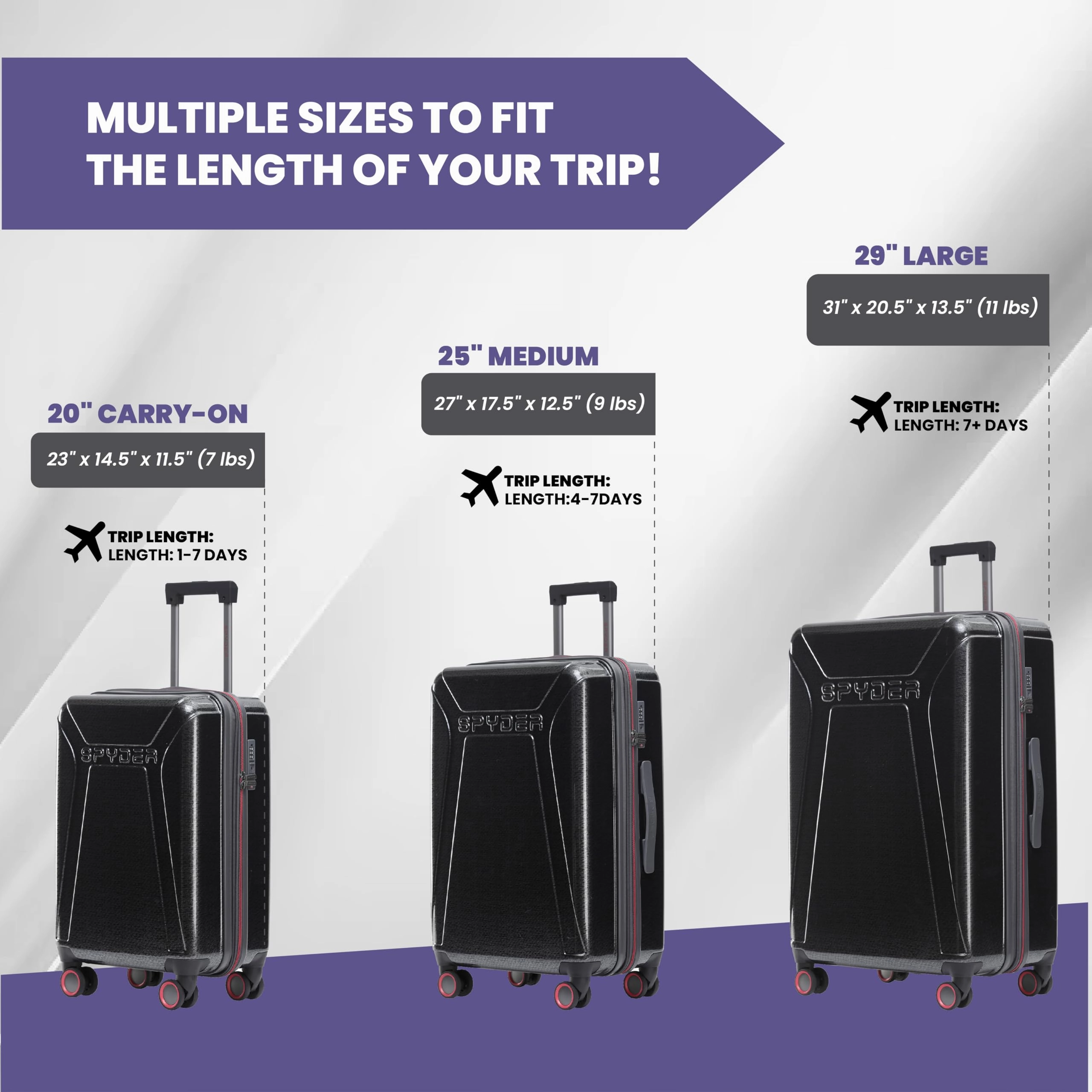 Spyder Traverse Expandable Hardside 25" Medium Check In Spinner