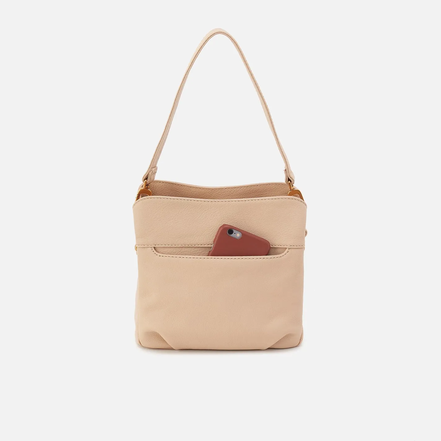 Starr Convertible Shoulder Bag in Pebbled Leather - Linen