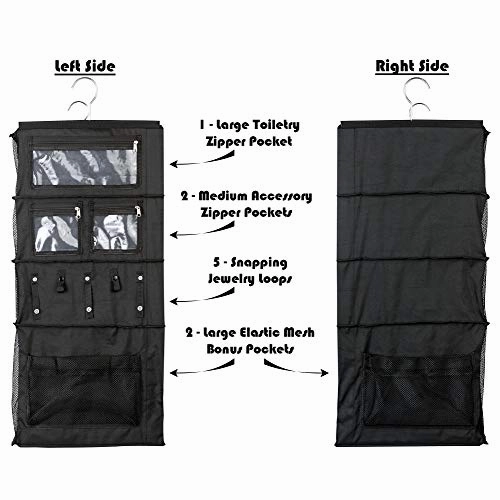 Suitcase Organizer | Durable Portable Travel Packing System Hanging Luggage Cube (Black)