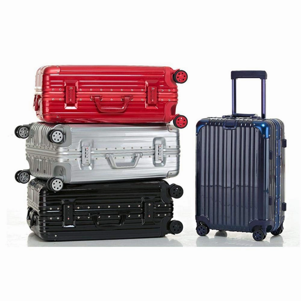 Swivel Wheel Trolley Case, Aluminum Frame Travel Case, Swivel Wheel Trolley Case   Pc Vertical Suitcase, Rose gold, 24 inch