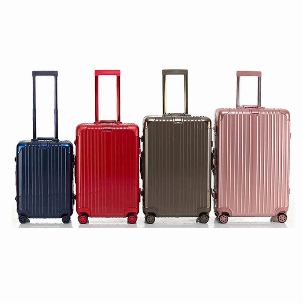 Swivel Wheel Trolley Case, Aluminum Frame Travel Case, Swivel Wheel Trolley Case   Pc Vertical Suitcase, Rose gold, 24 inch
