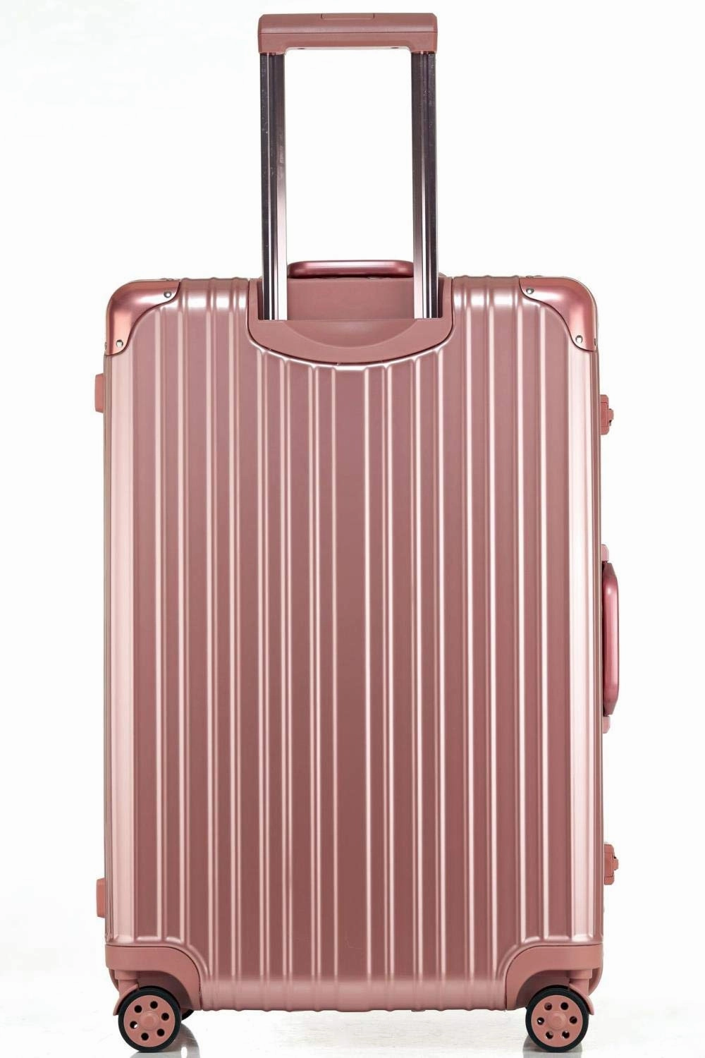 Swivel Wheel Trolley Case, Aluminum Frame Travel Case, Swivel Wheel Trolley Case   Pc Vertical Suitcase, Rose gold, 24 inch