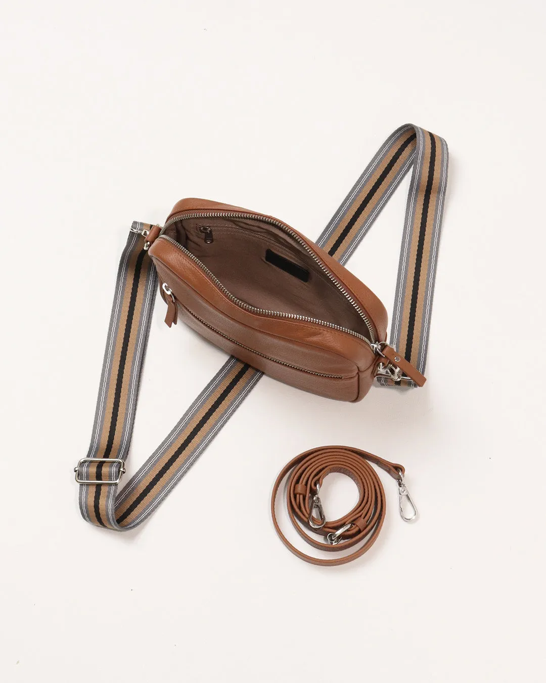 Taylor Leather Midi Crossbody Bag - Tan