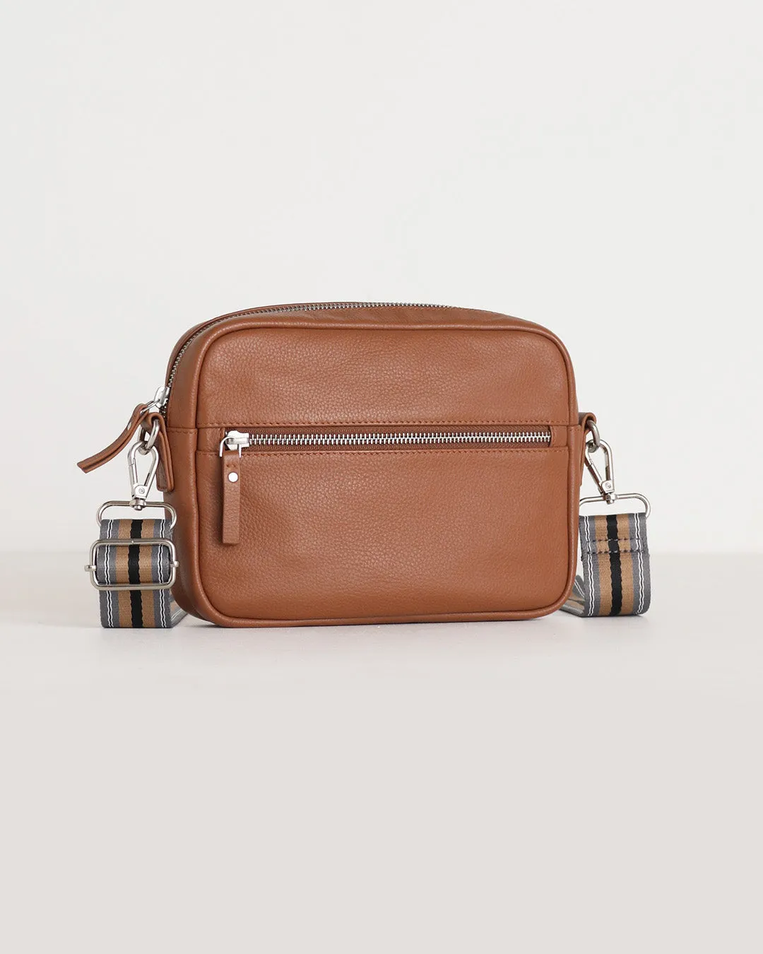 Taylor Leather Midi Crossbody Bag - Tan