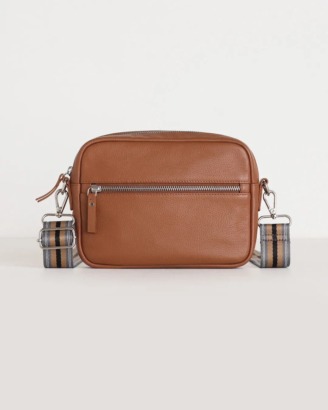 Taylor Leather Midi Crossbody Bag - Tan