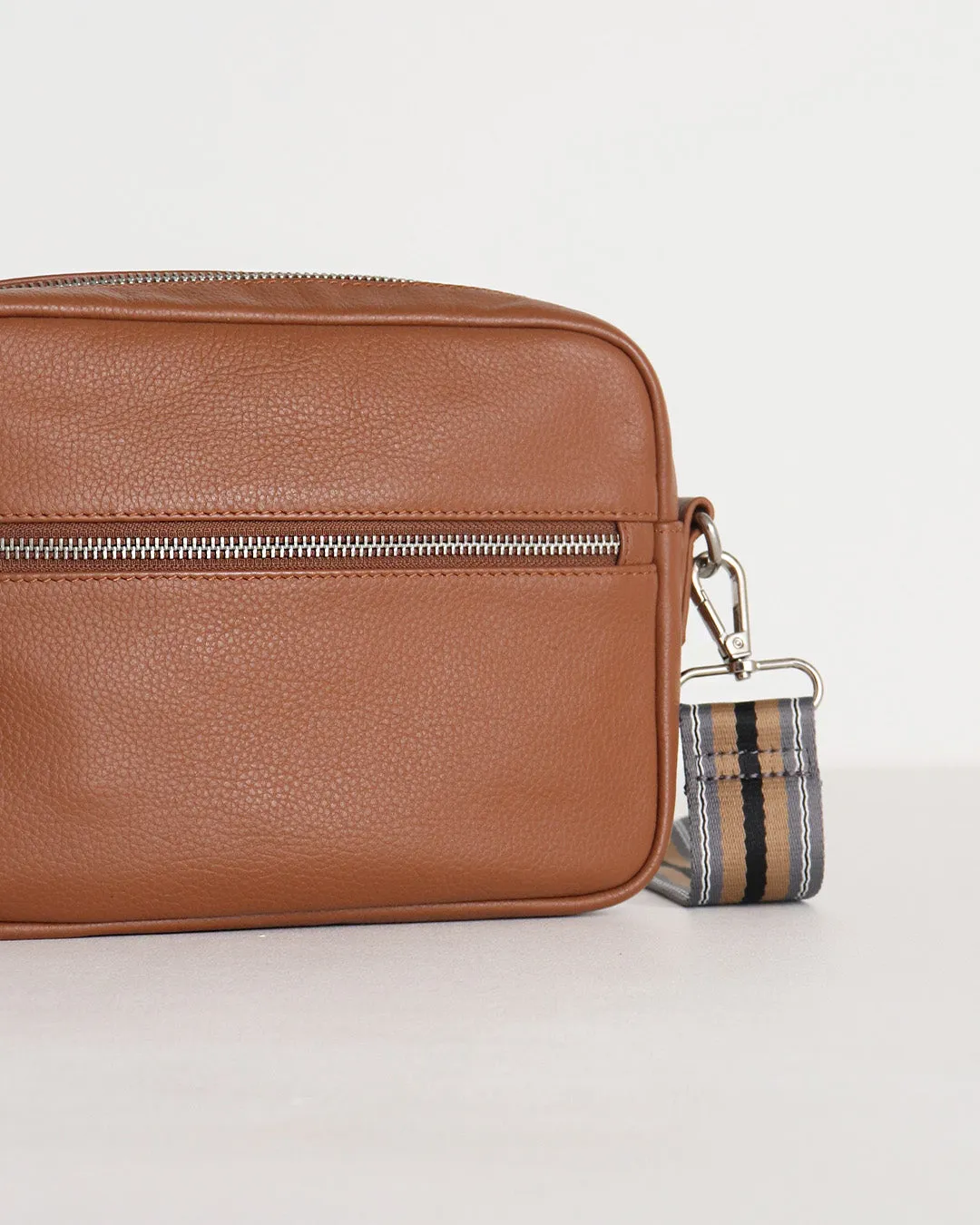 Taylor Leather Midi Crossbody Bag - Tan