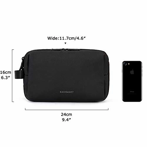 Toiletry Bag for Men, BAGSMART Travel Toiletry Organizer Dopp Kit Water-resistant Shaving Bag for Toiletries Accessories, Black