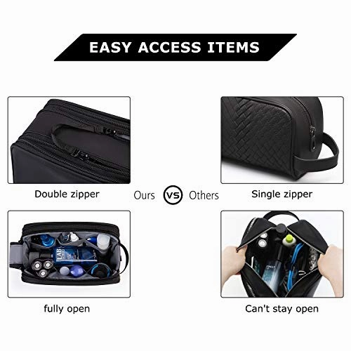 Toiletry Bag for Men, BAGSMART Travel Toiletry Organizer Dopp Kit Water-resistant Shaving Bag for Toiletries Accessories, Black