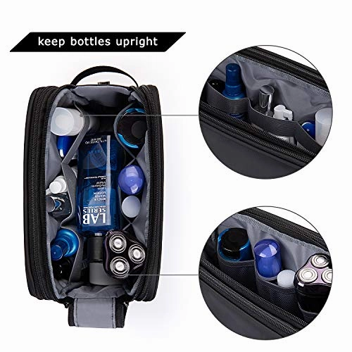 Toiletry Bag for Men, BAGSMART Travel Toiletry Organizer Dopp Kit Water-resistant Shaving Bag for Toiletries Accessories, Black