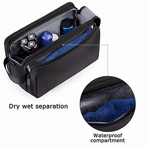 Toiletry Bag for Men, BAGSMART Travel Toiletry Organizer Dopp Kit Water-resistant Shaving Bag for Toiletries Accessories, Black