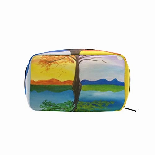 Toiletry Bag Four Seasons Reflection Womens Beauty Makeup Case Brush Cosmetic Organizer