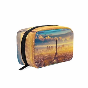 Toiletry Bag Red Eiffel Womens Beauty Makeup Case Brush Cosmetic Organizer