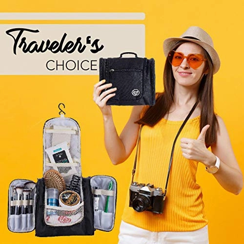 Toiletry Travel Hanging Bag - Store Cosmetic Makeup for Women, or Shaving Kit for Men, This Large