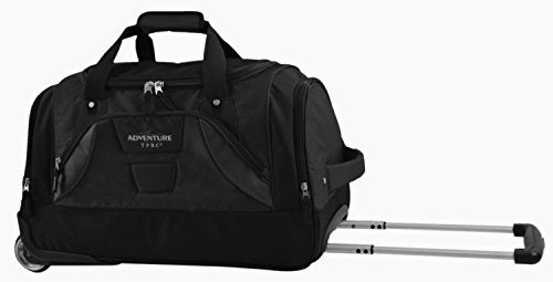 TPRC 21" "Adventure" Rolling Duffel Constructed with Honeycomb Designed RIP-STOP Material Includes Dual Side Pockets and Front Accessory Pocket, Black Color Option